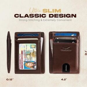 🎄 Small Mens Wallet RFID Blocking Genuine Leather Credit Card Holder